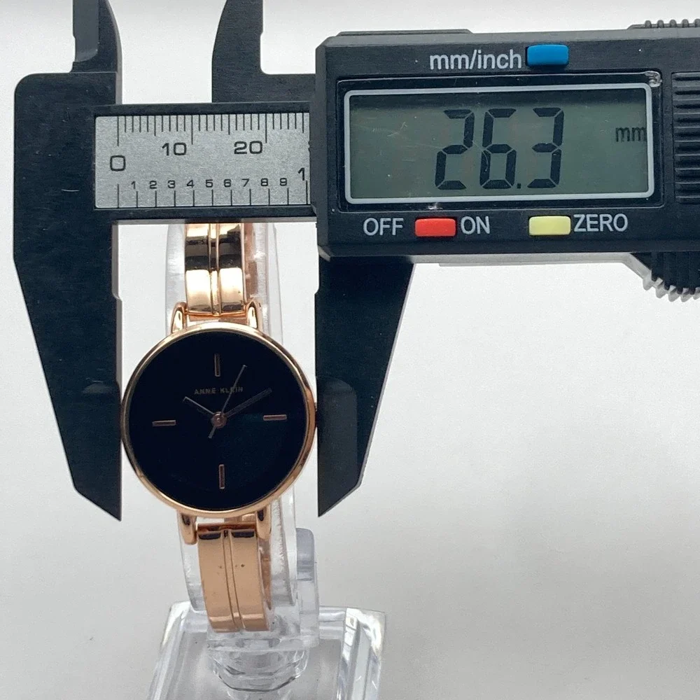Anne Klein Women's Watch Rose Gold Tone 27mm Black Dial New Battery 6.25